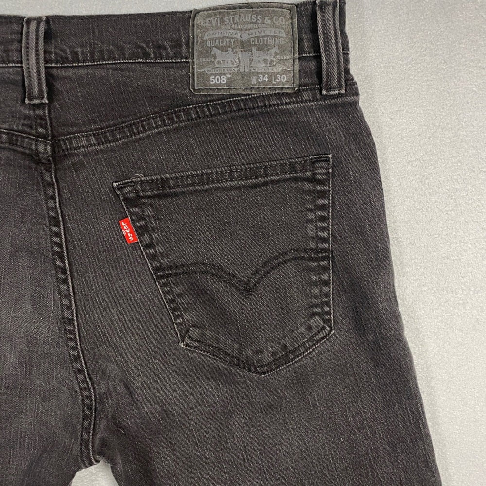 Levis 508 Regular Taper Jeans Mens 34x30 Faded Black Denim Pants 508-0249